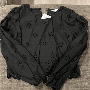 American Eagle Black Eyelet Women's Top